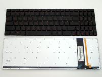 Клавиатура для ноутбука ASUS N56 N76 N550, чёрная, с красной подсветкой, маленький Enter, RU
