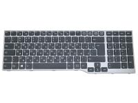 Клавиатура для ноутбука Fujitsu LifeBook AH544, чёрная, большой Enter, с серой рамкой, RU (MZ)
