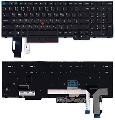 Клавиатура для ноутбука Lenovo ThinkPad Edge E580, чёрная, с подсветкой, с рамкой, RU (MZ)